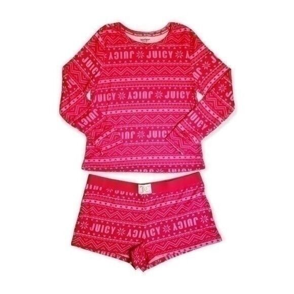 Juicy Couture Red and Pink Fair Isle PJ Lounge Short Set Size Large - NWT 4 0029 - Picture 6 of 6